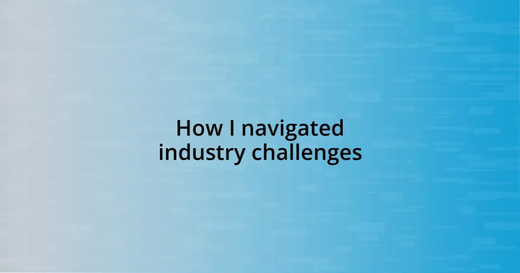 How I navigated industry challenges