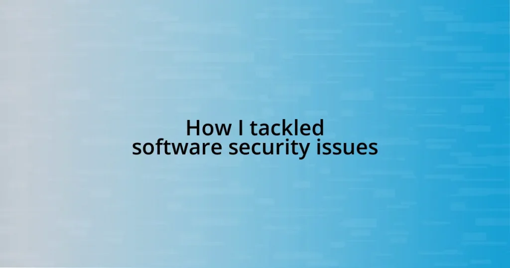 How I tackled software security issues