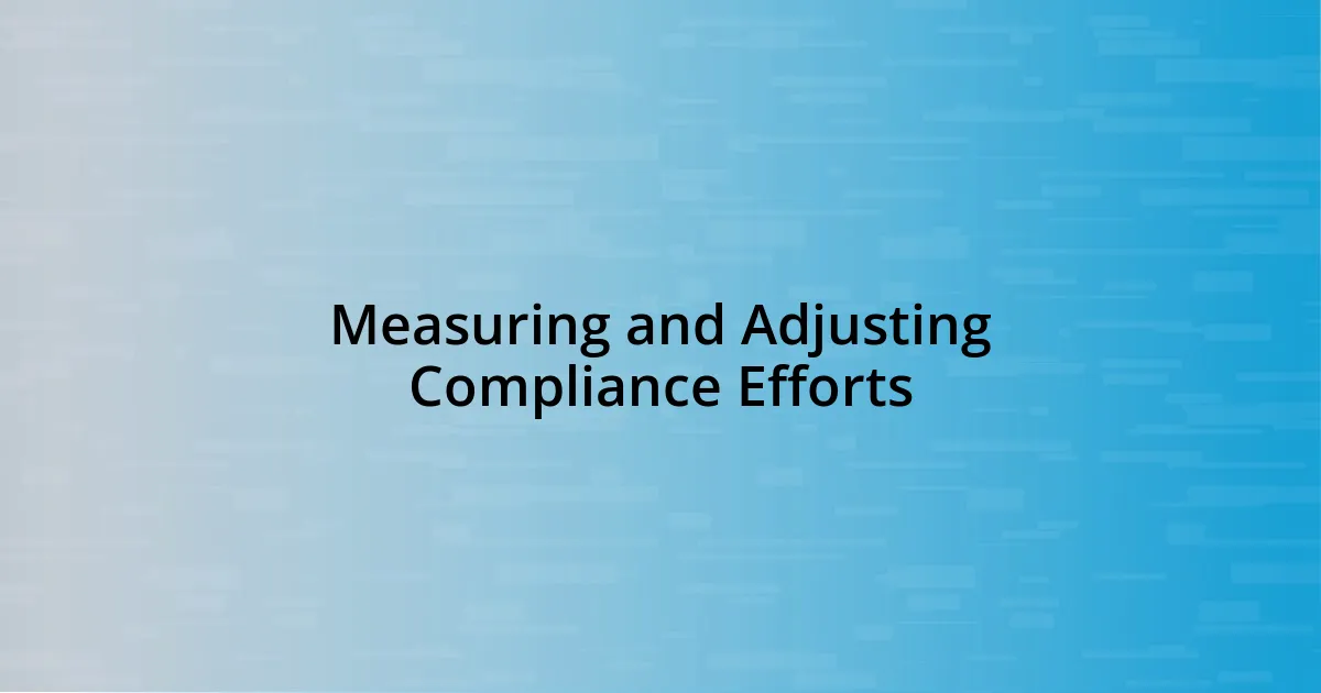 Measuring and Adjusting Compliance Efforts