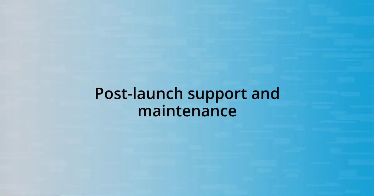 Post-launch support and maintenance