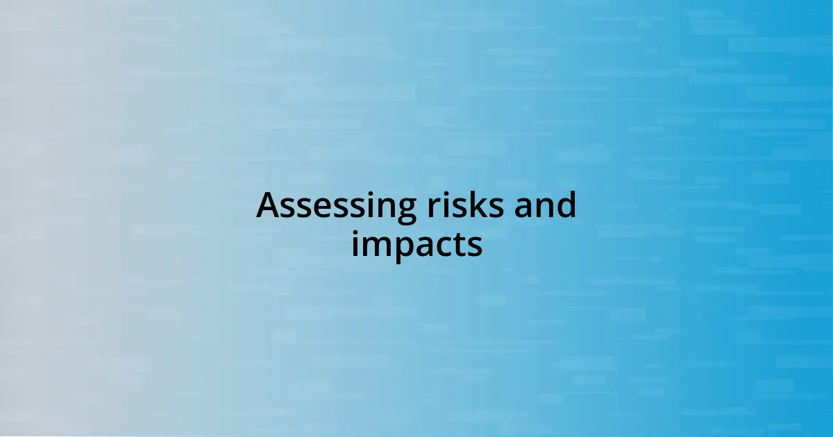 Assessing risks and impacts